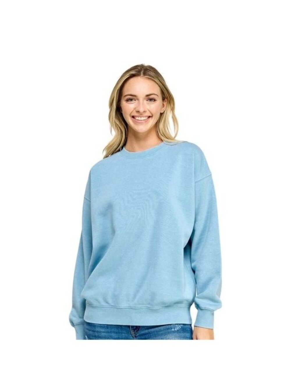 Reflex Burnout Oversized Sweatshirt Light Blue Comfy Loungewear Size Large
